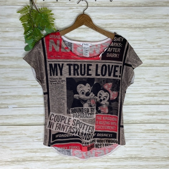 Disney Tops - Disney Parks Pop Culture Newspaper Paparazzi Minnie Mickey Tee